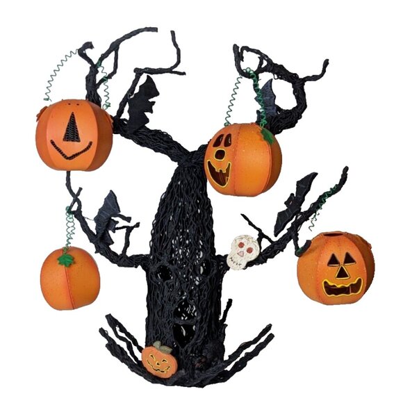 Vintage 2003 Spooky Hollow Metal Jack-o-Lantern Tree Jo-Anns Halloween decor